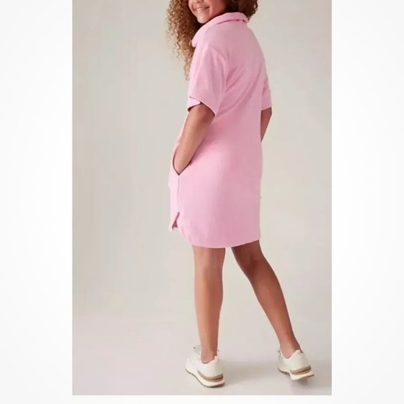 Athleta Girl Jump In Dress Cover Medium XL 14 Pink Terry Swim Pool Beach Pockets - Picture 2 of 6